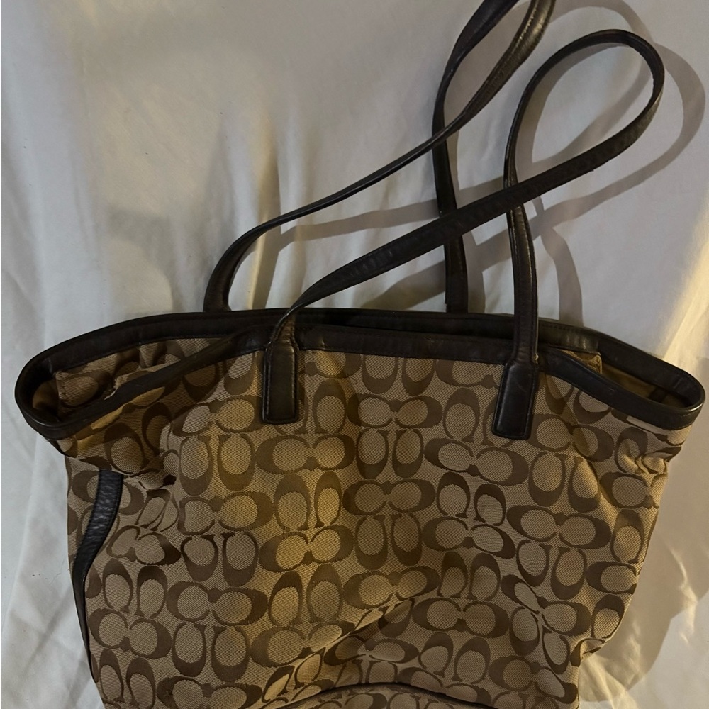 Coach Tan and Brown Signature Tote
